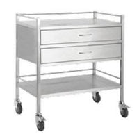 Stainless Steel Trolley 80cm Wide with 2 over/under Drawers - InterAktiv Health