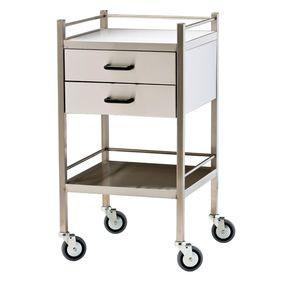 Stainless Steel Trolley with 2 Drawers and Rail - InterAktiv Health