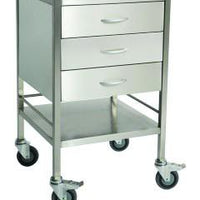 Stainless Steel Trolley with 3 Drawers and Rail - InterAktiv Health