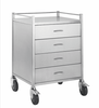 Stainless Steel Trolley with 4 Drawers and Rail - InterAktiv Health