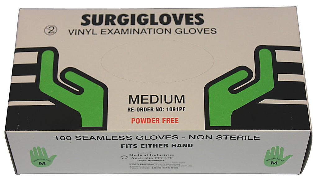 Surgiglove Powder Free VINYL Examination Gloves- Box 100 - InterAktiv Health