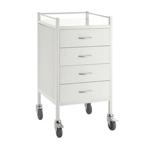 Trolley Powder Coated Steel - 4 Drawers & Rail - InterAktiv Health